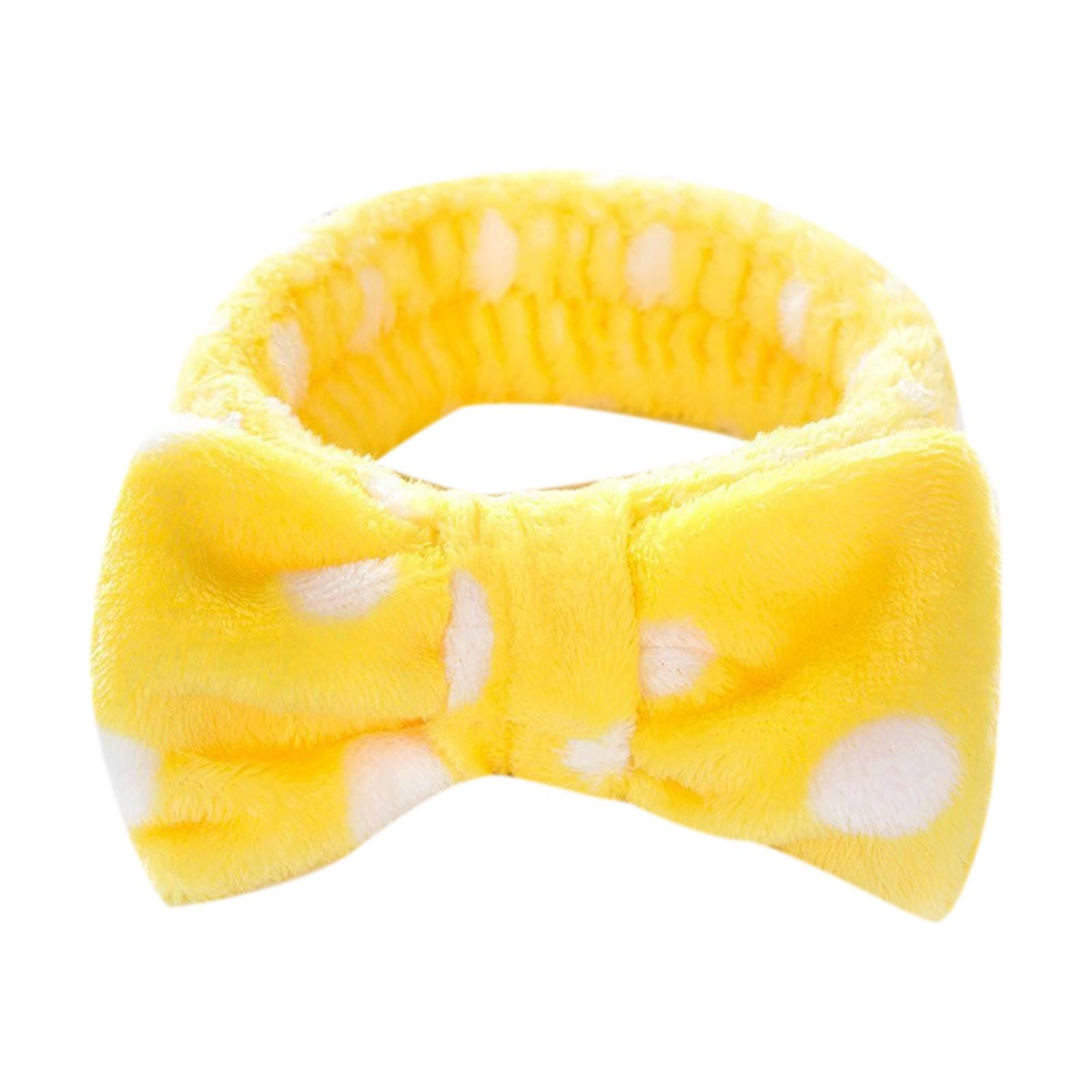 

(проектор)Волна в горошек коралловый бархатный бант повязка для волос женский обруч для мытья лица макияж спортивные аксессуары для волос One Size жёлтый