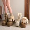 Winter Chunky Thick Sole Women Fur Snow Boots Concise Height Increase Shoes Ladies Outdoor Keep Warm Cotton Short Booties