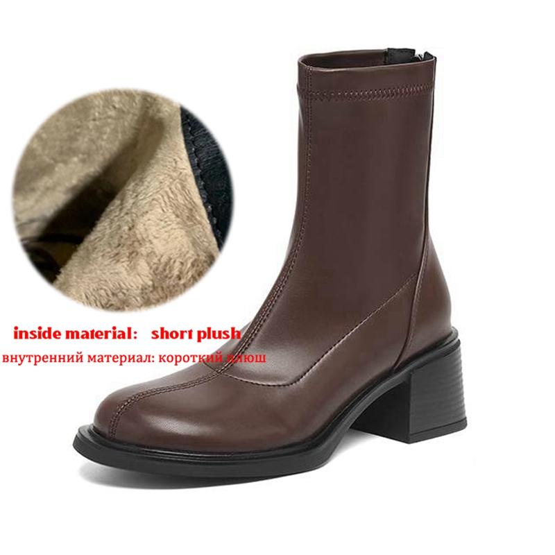 Krazing Pot Microfiber Winter Round Toe Modern Platform Size 33 Boots Size 43 Women Fashion Stretch Ankle Boots