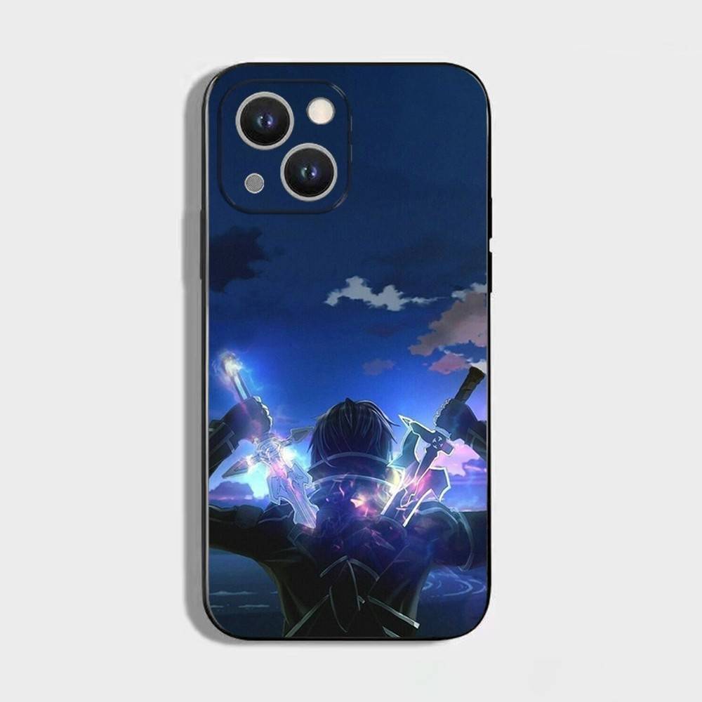 Sword Art Online SAO Kirigaya Phone Case For iPhone 16,15,14,13,12,11 Plus,Pro Max,XS,X,XR,SE,Mini,8,7,Soft Silicone Black Cover
