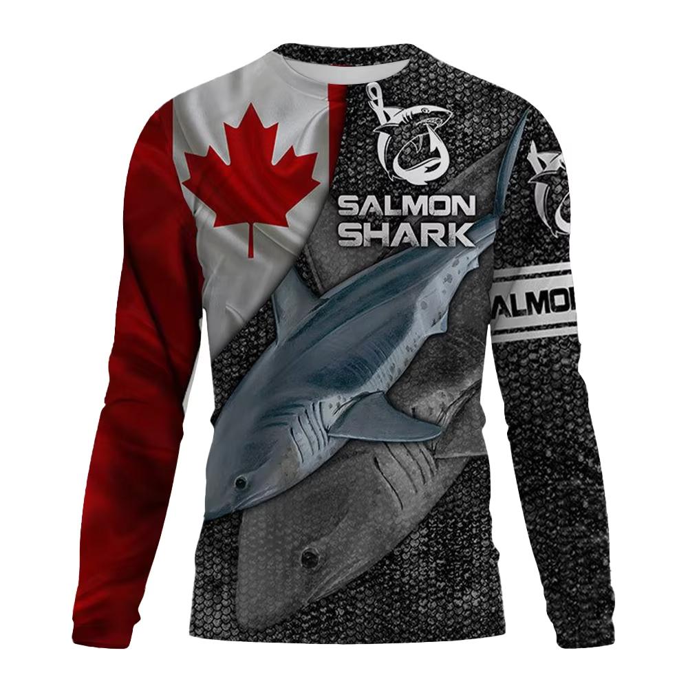 Fishing Graphic Men Fashion Tops Men's Clothing Outdoor Sun Protection Tee Men's Long Sleeve T-Shirt