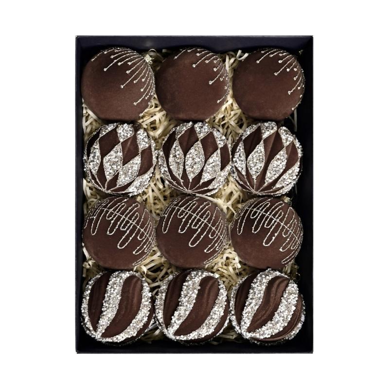 

12 Pcs Decorative Ball Glittering Christmas Ball Ornament Christmas Tree Decorations For Home Party Indoor Outdoor Use коричневый