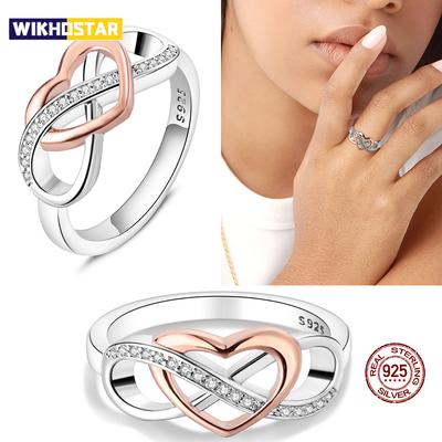 Klassische Ewigkeits- und Unendlichkeits-Funkelnde Liebesringe aus 100% 925 Sterlingsilber Damen Verlobungsschmuck Jahrestag
