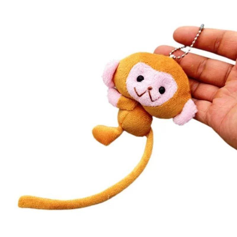 Cartoon Pink Plush Keychain Cute Long Tailed Monkey