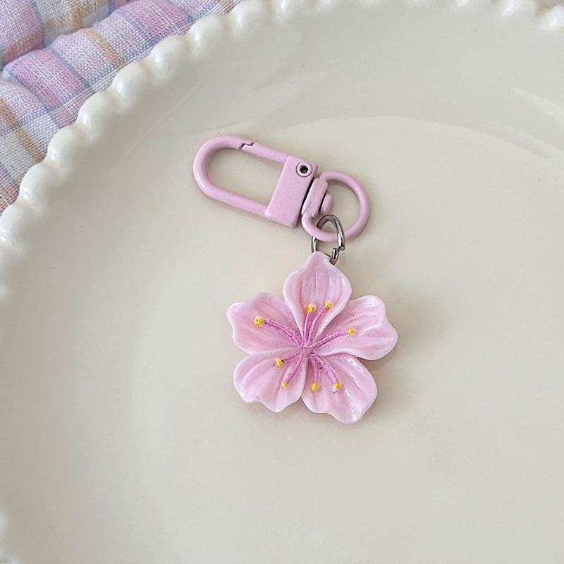 1PC Colorful Romantic Accessory Delicate Flower Sweet Keychain Giftable Backpack Stylish Cherry Blossom Cute 5.5x3cm