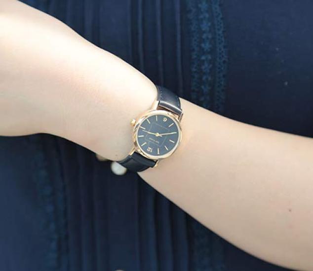 SUNFLAME Japanese-made Fashion Pair Watch, Women's Size, Navy, MJL-B04-NA