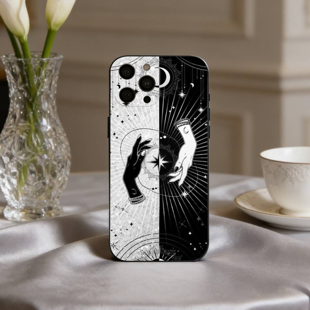 O-Occult W-Witchcraft M-Moon G-Gothic Witch Phone Case For iPhone 17,16,15,14,13,12,11 Plus,Pro Max,XS,Soft Silicone Black Cover