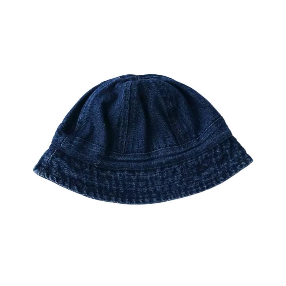 Korean Style Baby Sun Hat Solid Color Children Fisherman Cap Sweet Washed Denim Bucket Hat  Outdoor