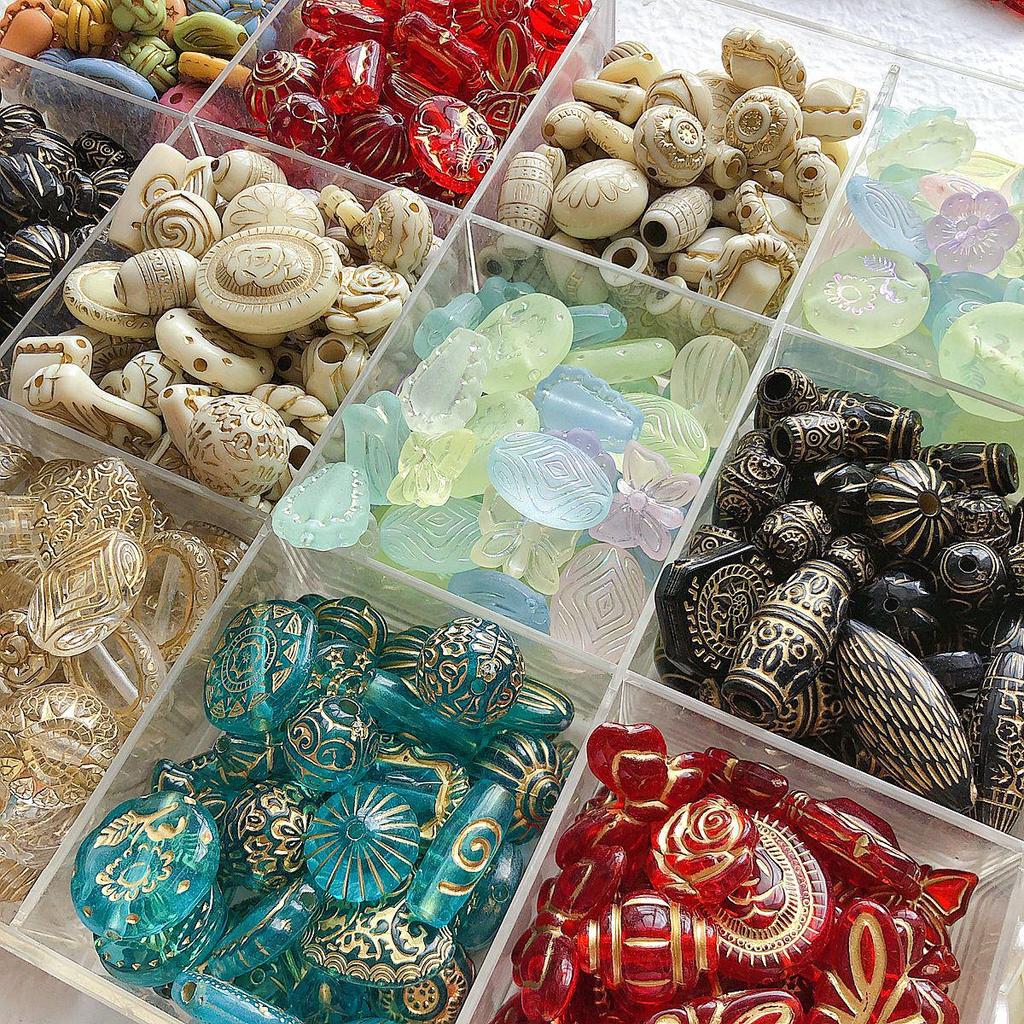 Retro Japanese Gold-Painted Acrylic Beading DIY Kit for Beginners