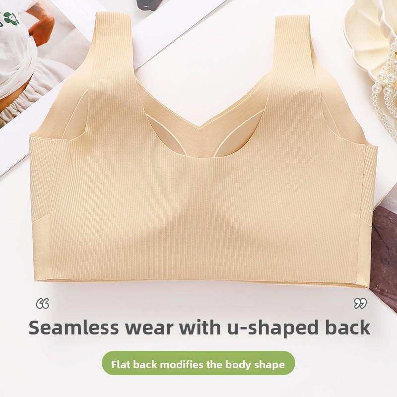 Women Seamless One Piece Bra Fixed Cup Wireless Push Up Sports Bra Comfortable Shaping Stylish Back Supportive Everyday Underwear