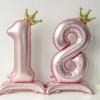 32 Inch Standing Crown Digital Aluminum Film Balloon Blue Pink Standing Digital Balloon Birthday Party Decoration Arrangement