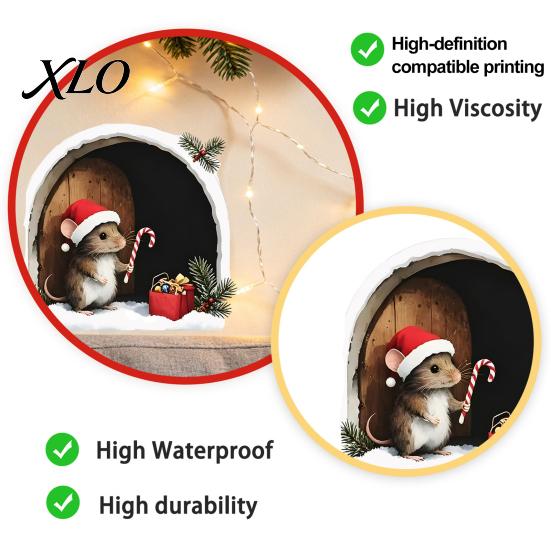 Easy Peel And Stick Wall Graphics Christmas Mouse Sticker, PVC Waterproof Hole Decal, Decals Art Decor for Home Holiday Party Versatile Window