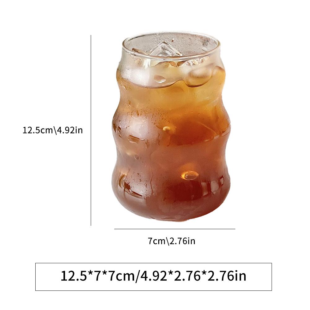 Stripe Cup Chubby Cold Drink Cup Milk Tea Glass Cup Wine Glasses Cloud Cup Coffee Milk Juice High Borosilicate Glass Mug