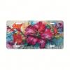 Watercolor Hibiscus Floral Vanity Plate, Rustproof Aluminum Car Tag, Retro Tropical Flower Art Decor