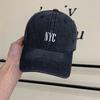 Spring/Summer washed denim embroidered baseball caps for women, fashionable street sun protection baseball caps