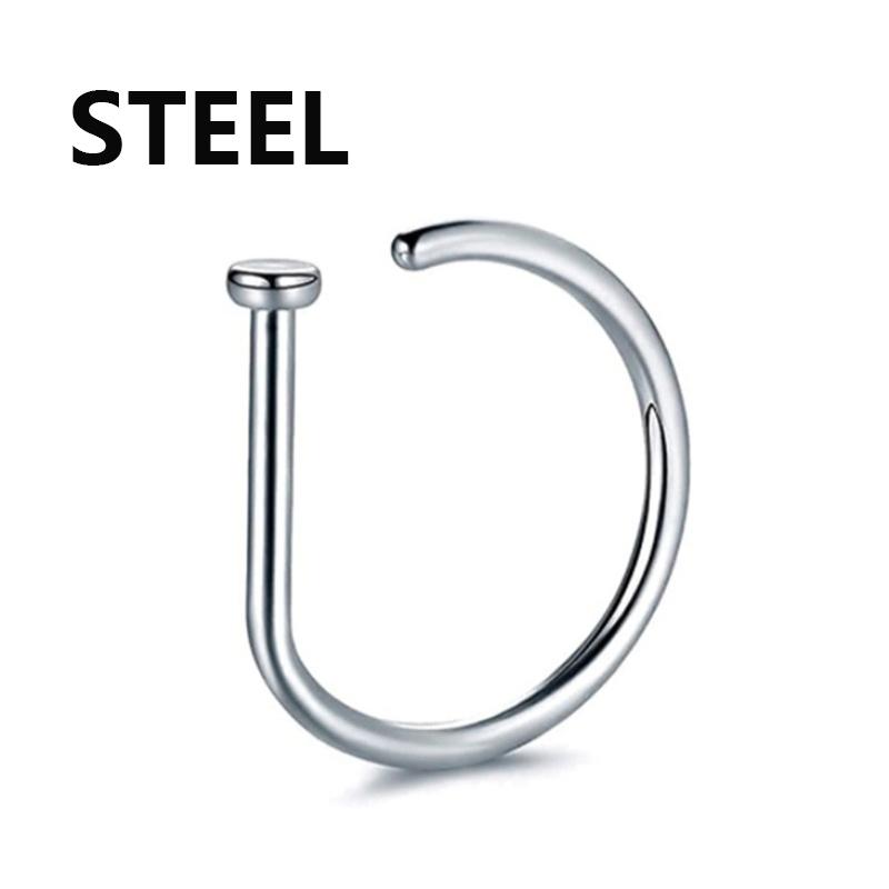 Stainless Steel Magnet Fake Nose Ring Hoop Fake Piercing Hoop Septum Rings For Women Fashion Gothic Rock Body Zircon Gifts