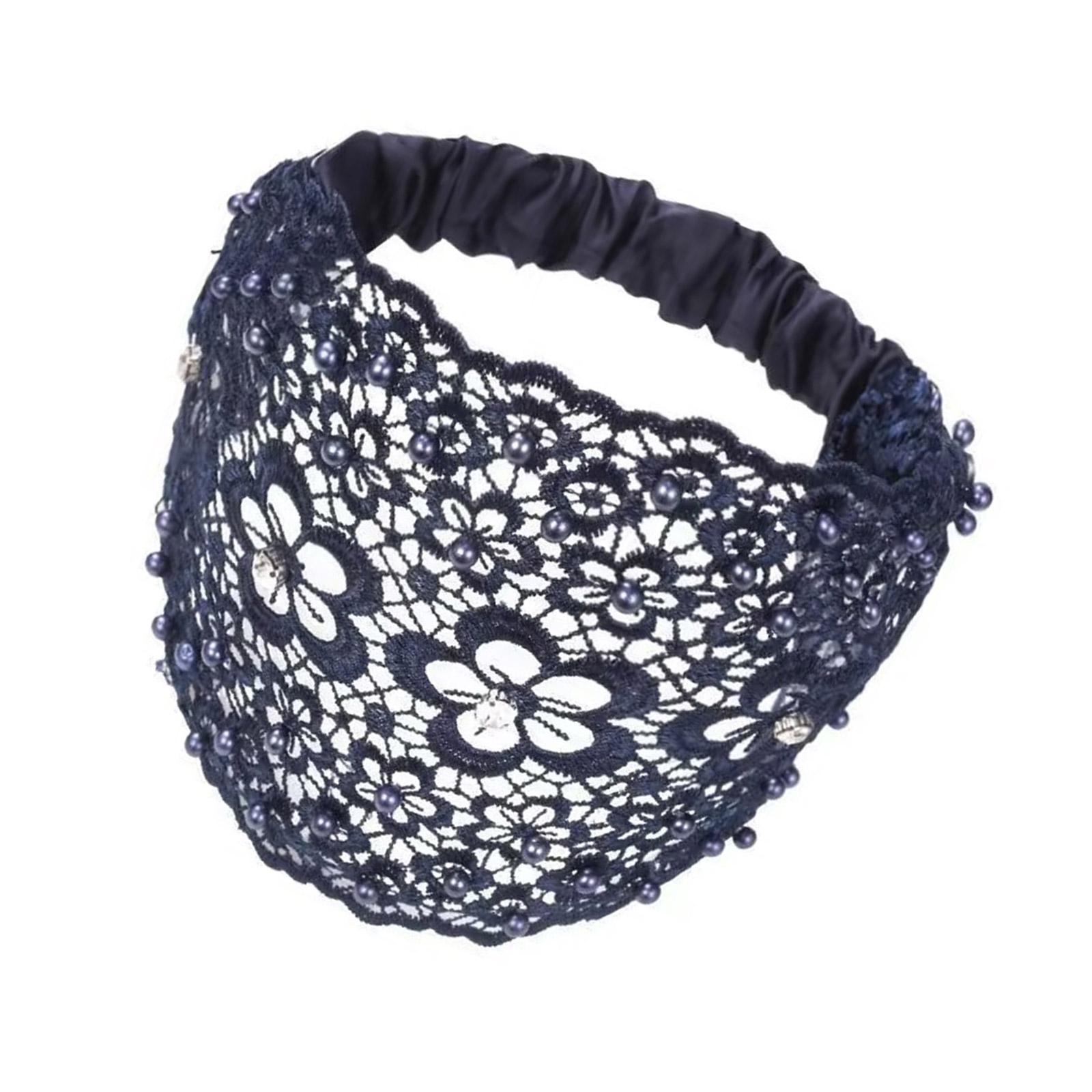 

Обруч для волос с цветком из бисера для женщин, элегантный обруч для костюма флэппера, нескользящая повязка для волос для маскарадов и мероприятий темно-синий