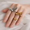 Geometric Leaf Shape Ring Korean Style Punk Finger Ring Vintage Exaggerated Ring  Couple