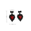 Dark Retro Red Drip Heart Earrings - Women's Fashionable Black Ear Cuffs: Sweet & Cool Style