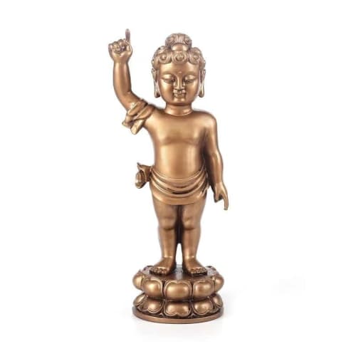

Standing Buddha Statue of the Birth of Buddha, Buddha Statue, Buddhist Altar, Temple, Heavenly and Underworld, Yuigadokuson (19cm)