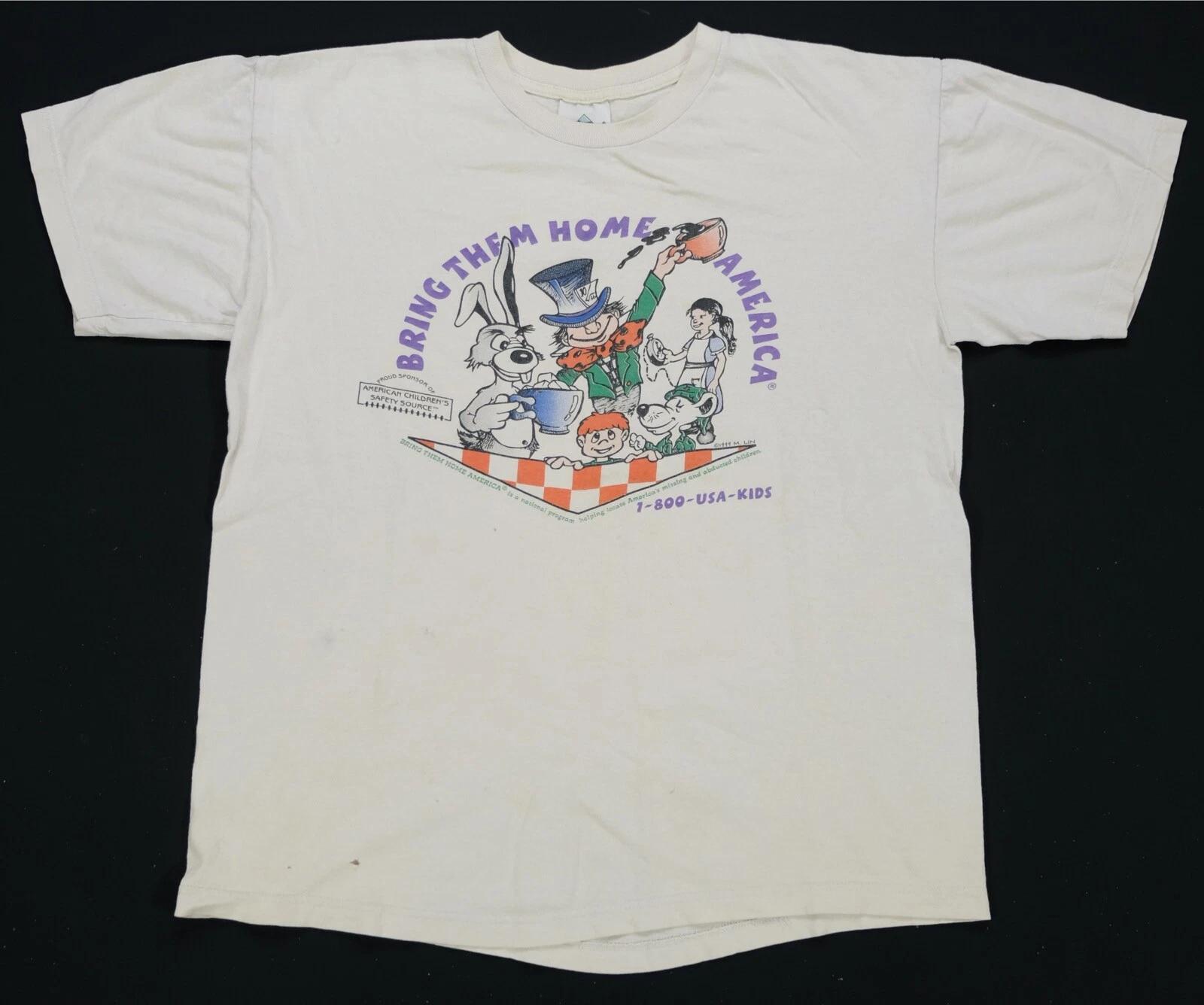 Rare Vintage TOUR CHAMP Alice In Wonderland 1-800-USA-Kids 1999 T Shirt 90s SZ L 3XL