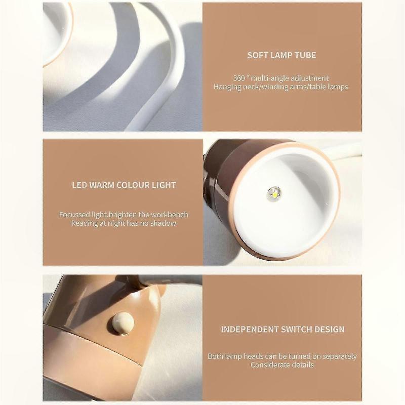 Flexibilní LED světlo na krk pro čtení před spaním, design bez použití rukou s RGB barvami, funkce SOS a časovač