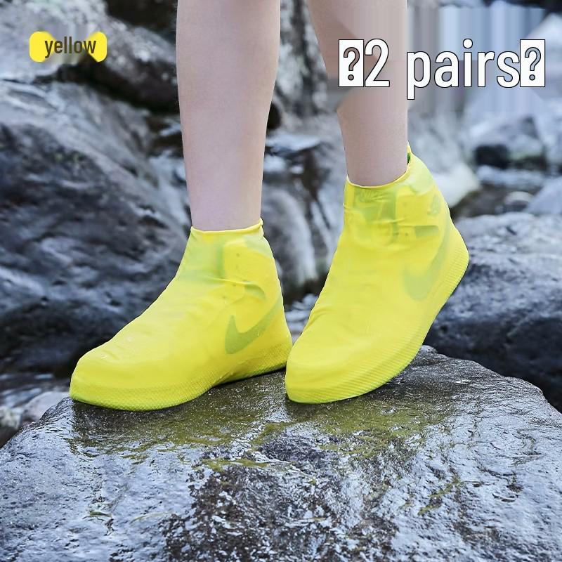 Waterproof, non-slip rain shoe covers for adults; thick, wear-resistant silicone rain boots for outdoor use.