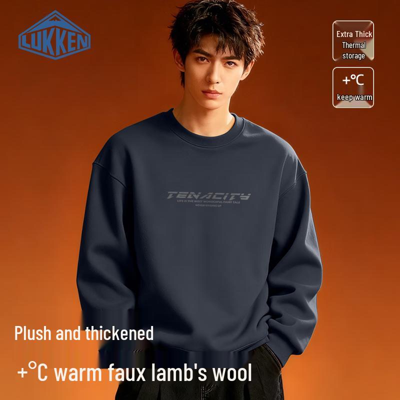 LUKKEN Men's Thickened Fleece-Lined Round Neck Sweatshirt