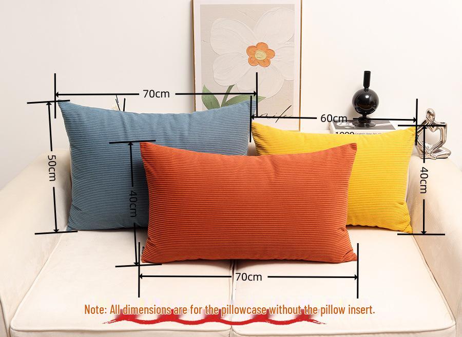 Corduroy Lumbar Throw Pillow with Removable & Washable Cover