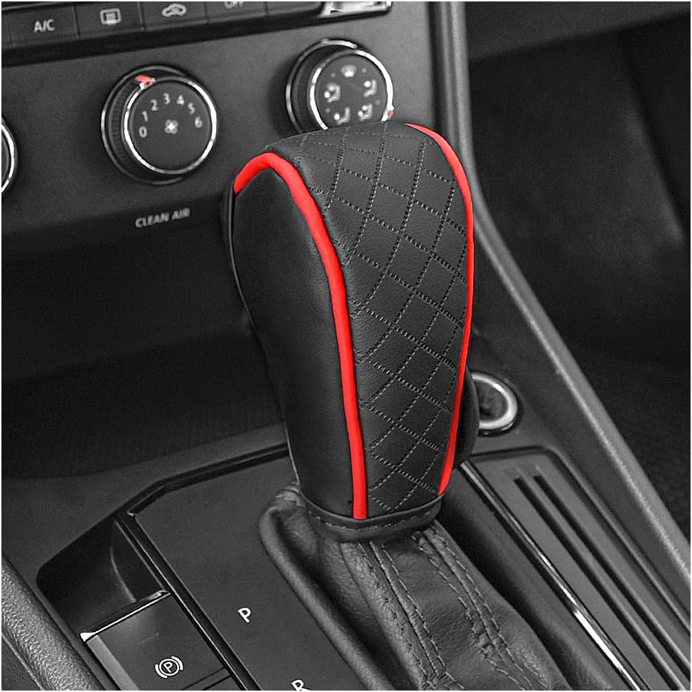Leather Gear Shift Cover Diamond Embroidery Design,Durable Shift Knob Cover for Shift Lever Protection,Universal Car Gear Shift Cover Car Decorative