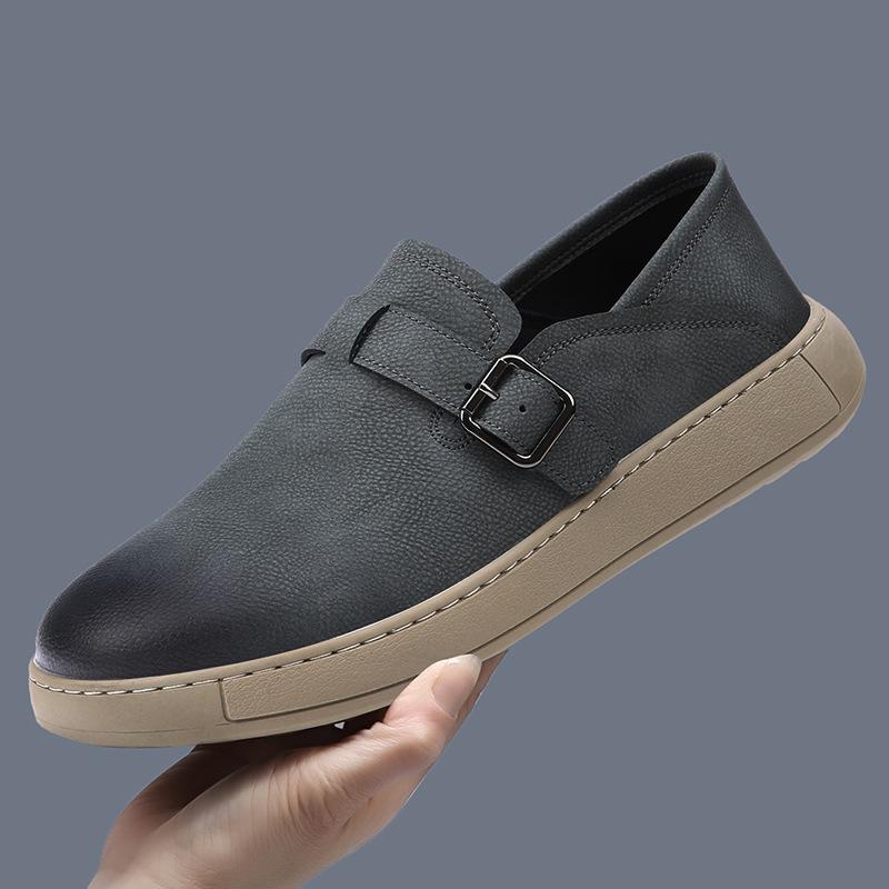 Summer Men's Shoes Leather Retro Lazy Casual Leather Shoes Men's Soft Sole Light One Pedal Versatile Breathable Loafers