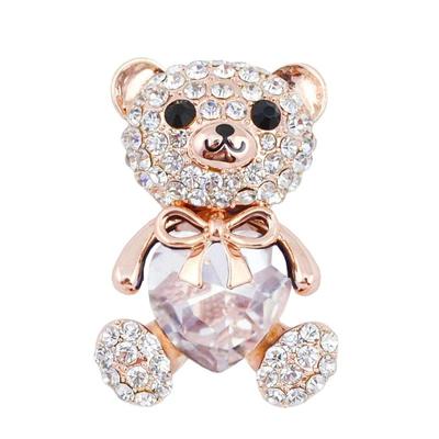 Nouveau 3 couleurs choisir grand cristal coeur ours broche animaux mignons broches pour les femmes robe manteau Badges bijoux