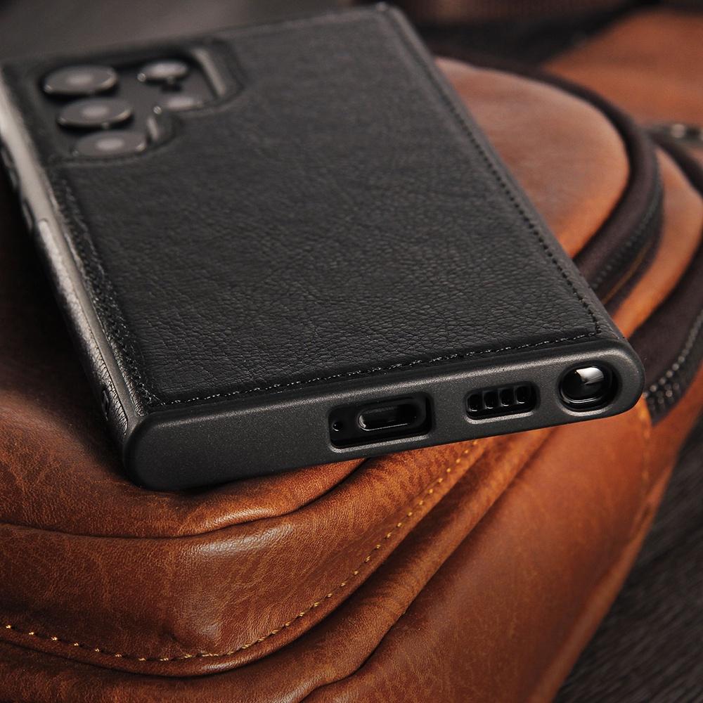 Für Samsung Galaxy S23 Ultra S23 Plus S22 Ultra Plus Handyhülle Stoßfest Matt Luxus Leder Liniennähte TPU Hülle