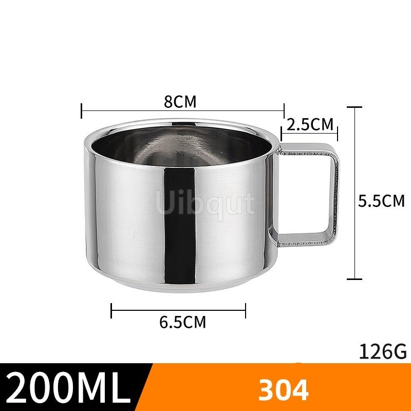Edelstahl 180ml/200ml Kleine Tasse mit Henkel Doppellagig Hitzebeständig Wasser Kaffee Tee Tasse Set Mit Teller und Löffel Tasse