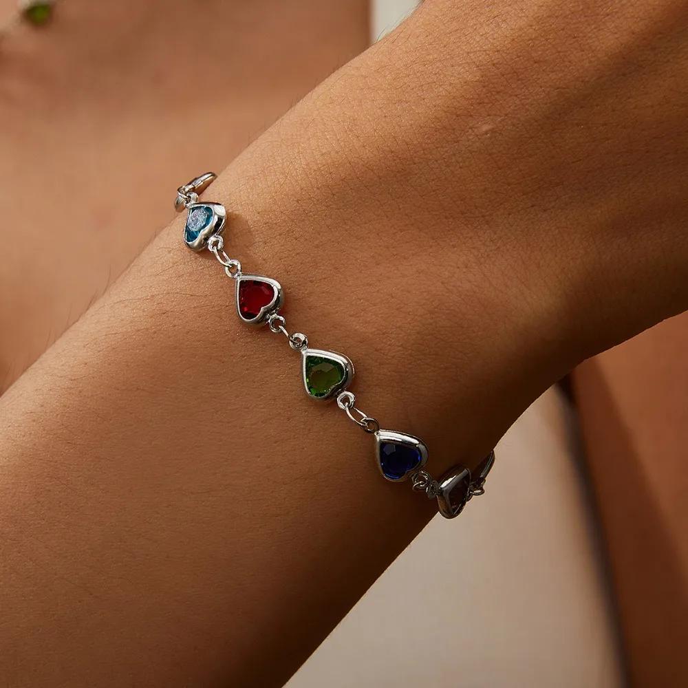 Bohemia Retro Multicolor Crystal Heart Beaded Bracelet for Women Charm Fashion Summer Beach Choker Jewelry Set Gift Accessories