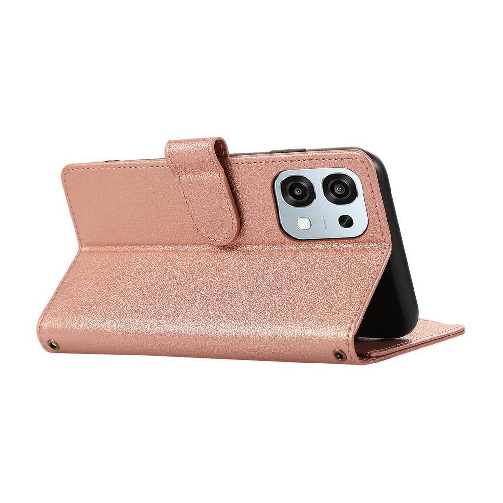 Etui do Oppo A6 Pro 5G z wieloma przegródkami na karty, zapinane na zamek, skórzane etui na telefon z paskiem na nadgarstek