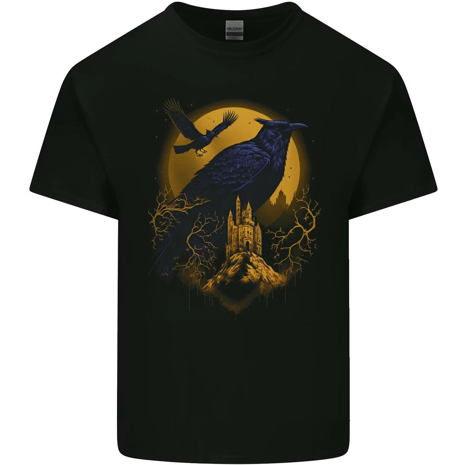 

A Raven & Haunted House Moon Halloween Kids T-Shirt Childrens 3XL