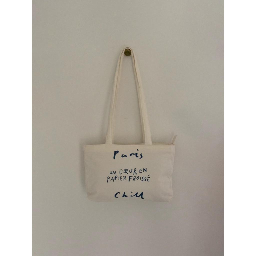 Lazy wind simple commuter handbag niche retro red letter canvas bag women's shoulder armpit bag