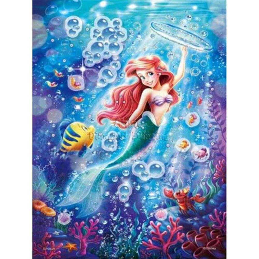 Mermaid Disney Ariel Cartoon Drill Hanging Element Puzzle Sale Stitch Mosaic 5d Art Diamond Painting Handcraft Gift Big Size