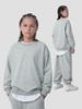 Children's Solid Color Loose-Fit Sweatpants and Sweatshirt Set - Combed Cotton, Large Terry Cloth for Big and Middle Kids