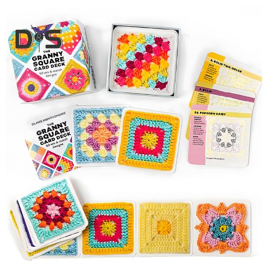 1 sett Granny Square Card Deck DIY Hekle Mønster Kort Håndlaget Strikke Firkantet Mønster Nybegynner Hekle Tilbehør Entusiaster Gave