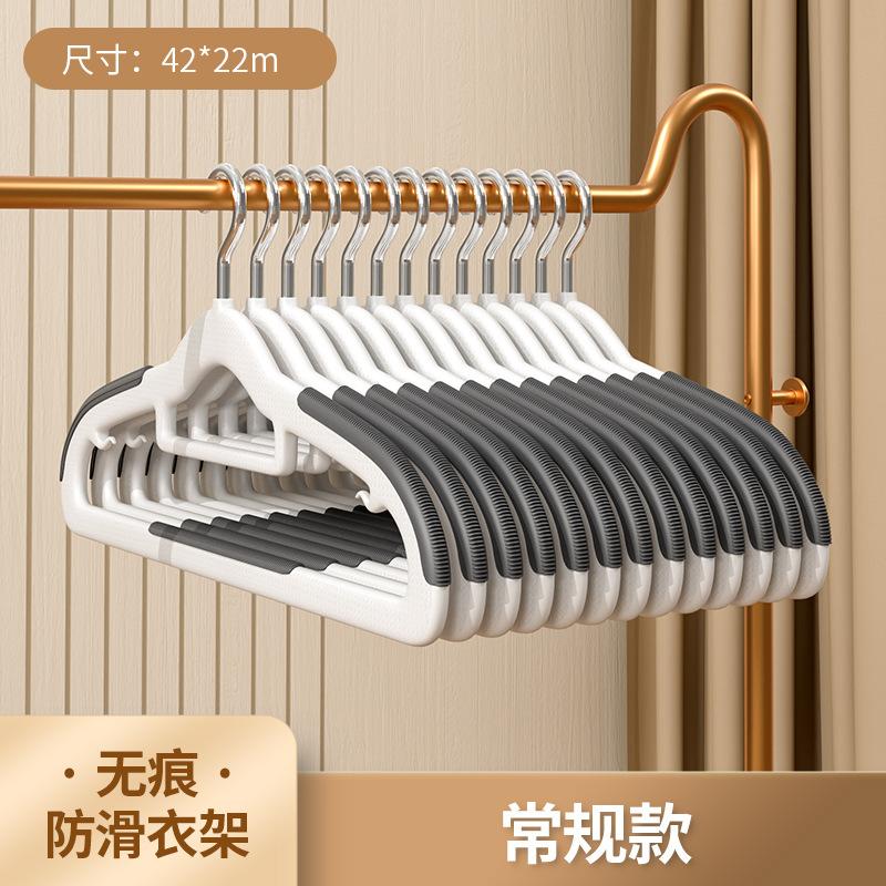 

Non-Slip Clothes Hangers - 10 Pack Plastic Velvet Hangers with Groove Design, Space Saving Slim Fit for Closet