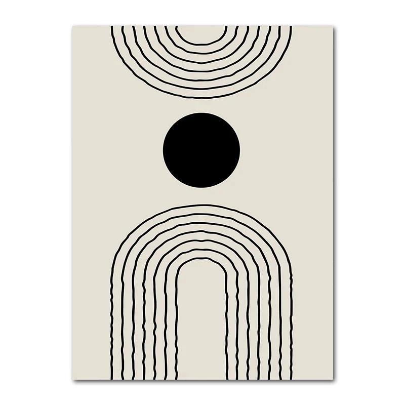 Bohemia Line Poster, Geometric Leaf, Rainbow Decoration, Abstract Painting, Canvas Painting, Picture for Living Room Decor