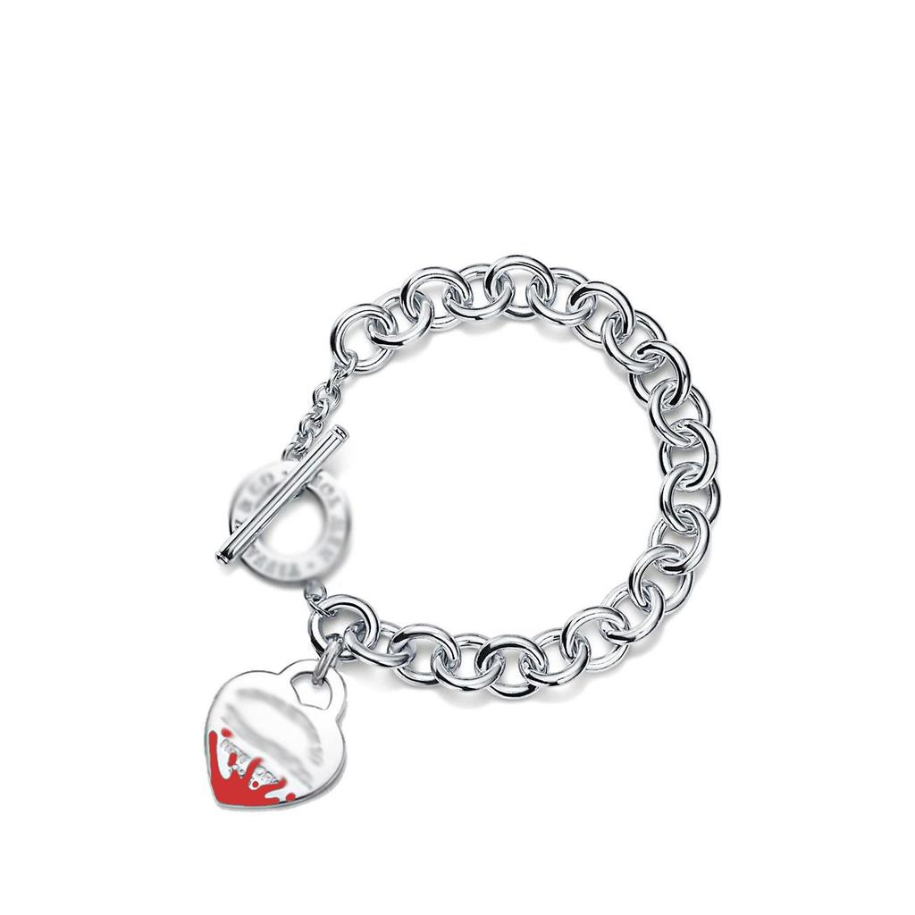 Classic Enamel Heart Bracelet for Women with Clasp Heart Pendant