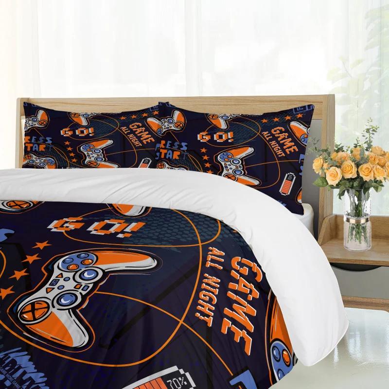 Gamepad Printed Bedding Soft and Cozy Duvet Cover and Pillowcases Room Decorating Set for Video Game Lovers for All Seasons