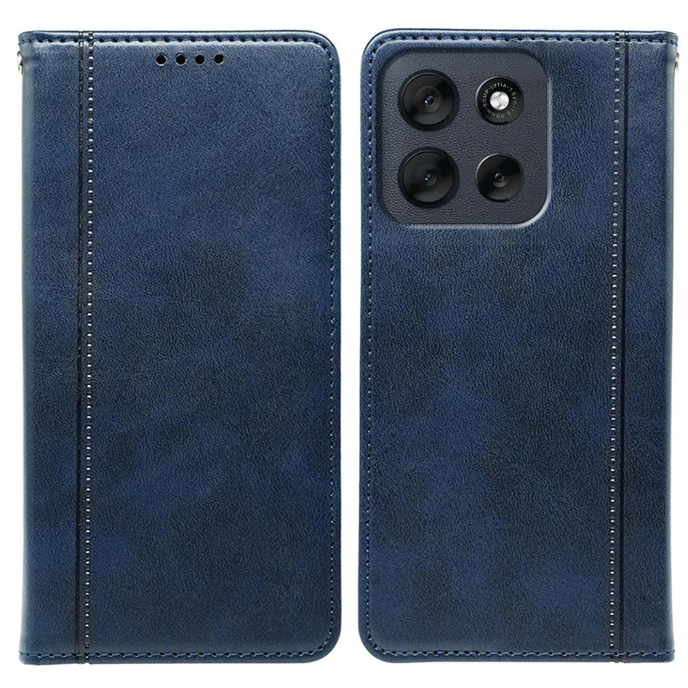 For Motorola Moto G56 5G Case Hidden Magnetic Closure Calf Texture Leather Phone Cover