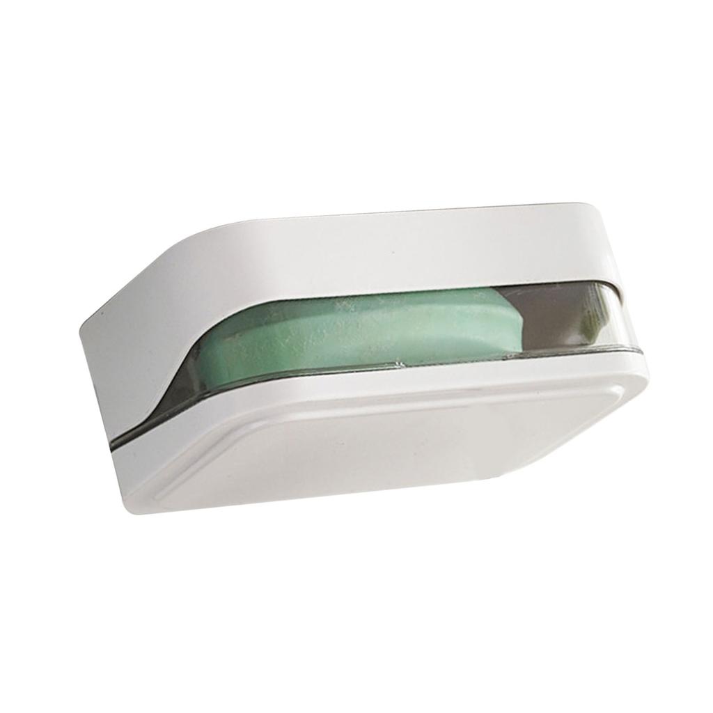 Seifenschale PP Abnehmbarer Abtropfer Tragbarer Seifenhalter Behälter mit Deckel für Küche Bad Reise Weiß