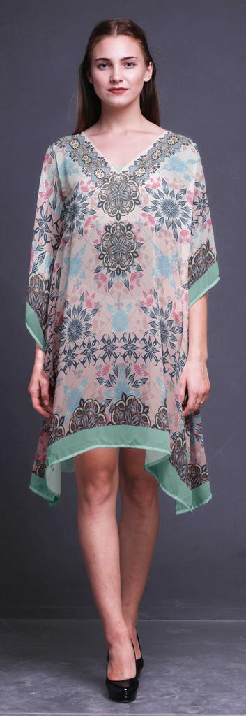 Phagun Womens Short Beach Kaftan Beachwear Bikini Coverup Midi Dress-4X-5X