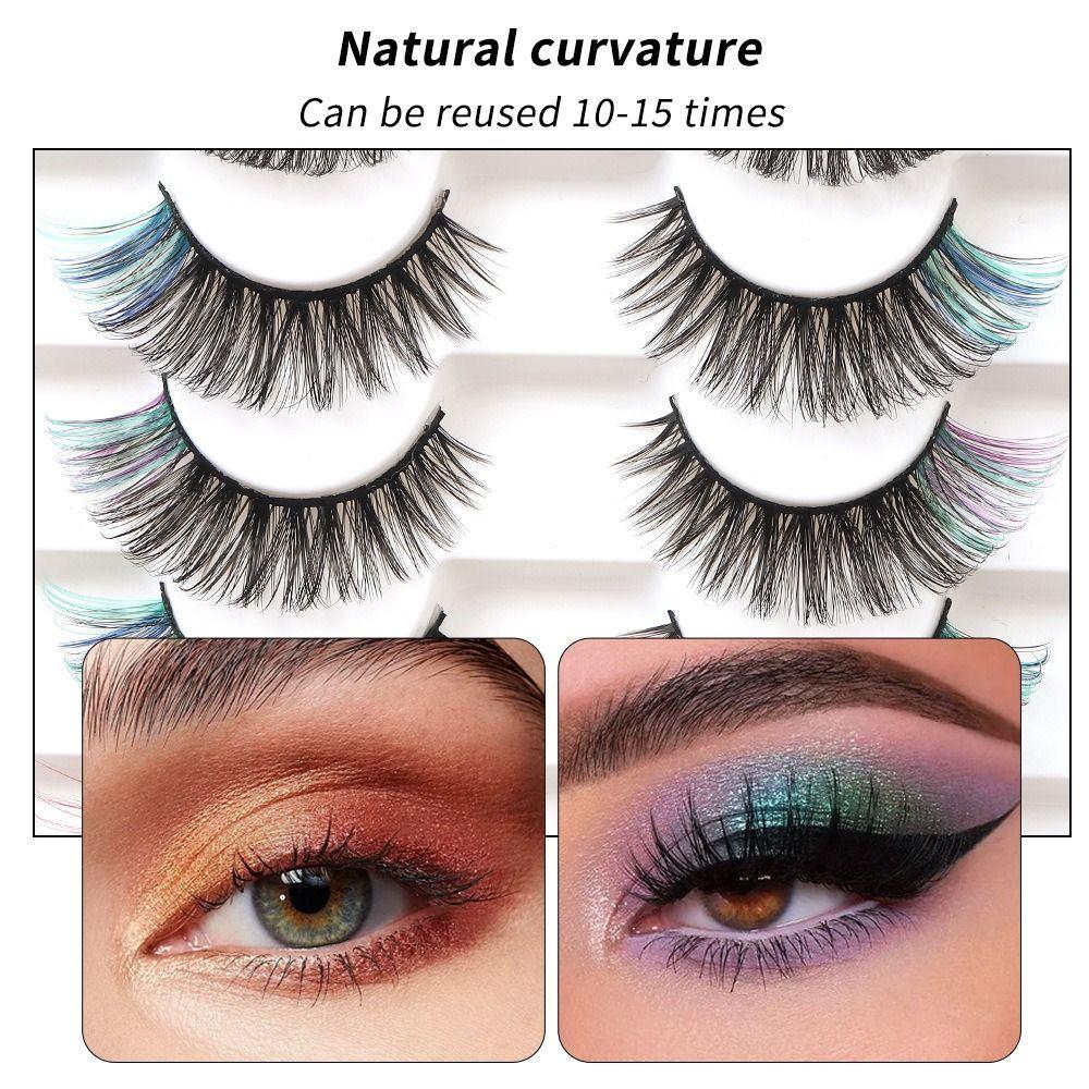 

8 Pairs Colored Eyelashes Lashes Extension 3D Curled False Eyelashes Stage Makeup Colorful-8 Pairs
