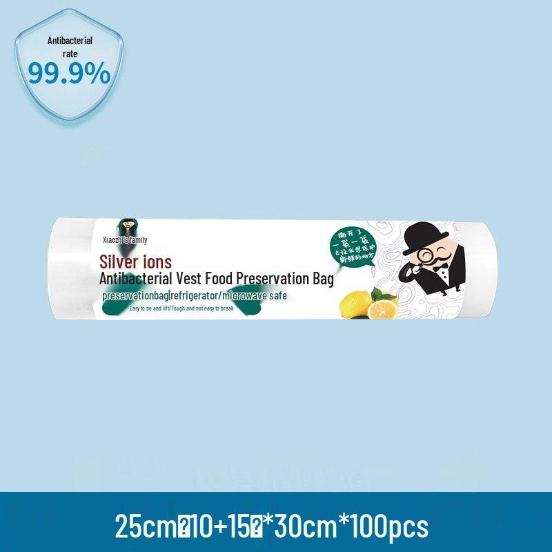 

Антибактериальный пакет для хранения продуктов с ионами серебра, толстый пластиковый в стиле майки для сохранения свежести в холодильнике Silver Ion Antibacterial